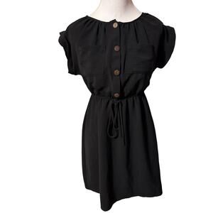 Monteau Black Button Dress S